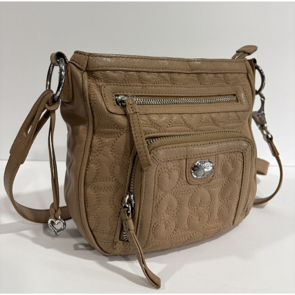 Brighton Park Avenue Brown Quilted Leather Crossbody Purse Stitched Shoulder Bag